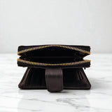Woman’s Genuine Leather Bi Fold Zip Around Wallet - Black