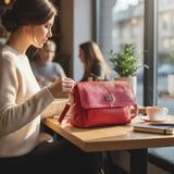 Woman's Genuine Leather Small Crossbody Bag - Red
