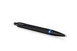 Personalised Parker IM Vibrant Rings Satin Black with Marine Blue Accents Ballpoint Pen