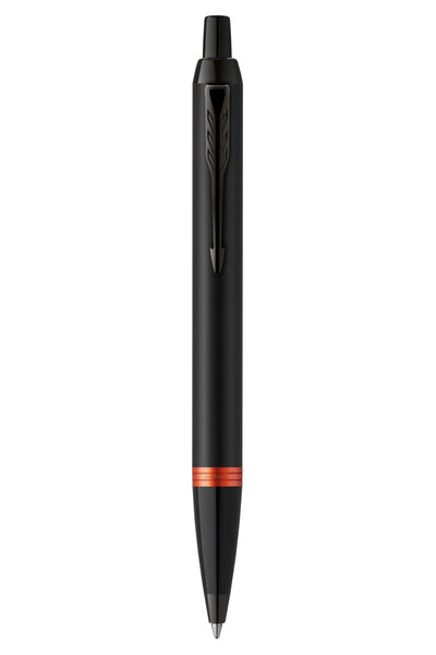 Personalised Parker IM Vibrant Rings Satin Black with Flame Ornage Accents Ballpoint Pen