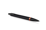Personalised Parker IM Vibrant Rings Satin Black with Flame Ornage Accents Ballpoint Pen