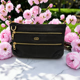 Woman's Genuine Leather Small Crossbody Purse - Black