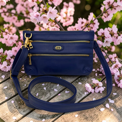Woman's Genuine Leather Small Crossbody Purse - Blue