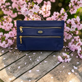 Woman's Genuine Leather Small Crossbody Purse - Blue