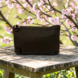 Woman's Genuine Leather Small Crossbody Purse - Brown