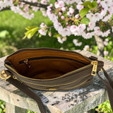 Woman's Genuine Leather Small Crossbody Purse - Brown