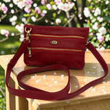 Woman's Genuine Leather Small Crossbody Purse - Red