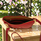 Woman's Genuine Leather Small Crossbody Purse - Red