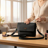 Woman's Genuine Leather Small Crossbody Bag - Black