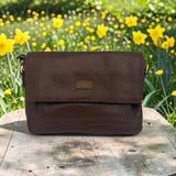 Woman's Genuine Leather Small Crossbody Bag - Cognac