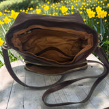 Woman's Genuine Leather Small Crossbody Bag - Cognac