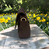 Woman's Genuine Leather Small Crossbody Bag - Cognac
