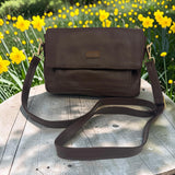 Woman's Genuine Leather Small Crossbody Bag - Cognac