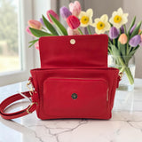 Woman's Genuine Leather Small Crossbody Bag - Red