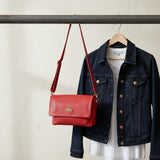 Woman's Genuine Leather Small Crossbody Bag - Red
