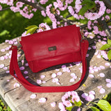 Woman's Genuine Leather Small Crossbody Bag - Red