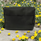 Woman's Genuine Leather Classic Crossbody Bag - Black