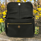 Woman's Genuine Leather Classic Crossbody Bag - Black