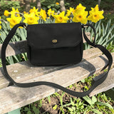 Woman's Genuine Leather Classic Crossbody Bag - Black