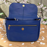 Woman's Genuine Leather Classic Crossbody Bag - Blue
