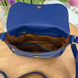 Woman's Genuine Leather Classic Crossbody Bag - Blue