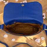 Woman's Genuine Leather Classic Crossbody Bag - Blue