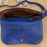 Woman's Genuine Leather Classic Crossbody Bag - Blue