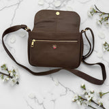 Woman's Genuine Leather Classic Crossbody Bag - Brown