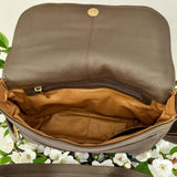 Woman's Genuine Leather Classic Crossbody Bag - Brown