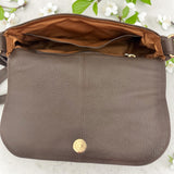 Woman's Genuine Leather Classic Crossbody Bag - Brown