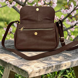 Woman's Genuine Leather Classic Crossbody Bag - Cognac