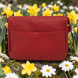 Woman's Genuine Leather Classic Crossbody Bag - Red