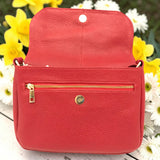 Woman's Genuine Leather Classic Crossbody Bag - Red