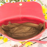 Woman's Genuine Leather Classic Crossbody Bag - Red