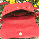 Woman's Genuine Leather Classic Crossbody Bag - Red
