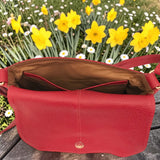 Woman's Genuine Leather Classic Crossbody Bag - Red