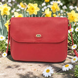 Woman's Genuine Leather Classic Crossbody Bag - Red