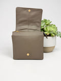 Woman's Genuine Leather Square Flap Crossbody Bag - Grey