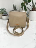 Woman's Genuine Leather Square Flap Crossbody Bag - Grey