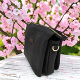 Woman's Genuine Leather Medium Crossbody Bag - Black