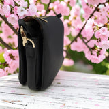 Woman's Genuine Leather Medium Crossbody Bag - Black