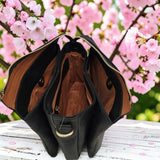 Woman's Genuine Leather Medium Crossbody Bag - Black