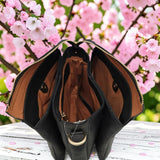 Woman's Genuine Leather Medium Crossbody Bag - Black