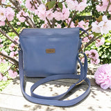 Woman's Genuine Leather Medium Crossbody Bag - Blue