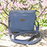 Woman's Genuine Leather Medium Crossbody Bag - Blue
