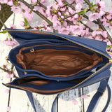 Woman's Genuine Leather Medium Crossbody Bag - Blue