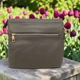 Woman's Genuine Leather Medium Crossbody Bag - Grey