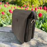 Woman's Genuine Leather Medium Crossbody Bag - Grey