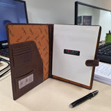 Genuine Leather Tab Closure A4 Pad Folio Case - Cognac