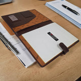 Genuine Leather Tab Closure A4 Pad Folio Case - Cognac